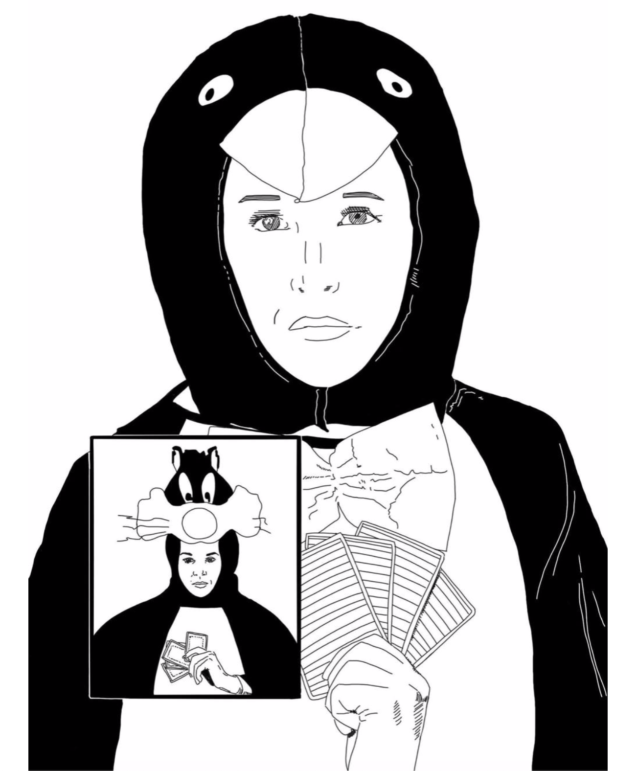 <i>le thème : toi avec un costume de chat, moi un costume de pingouin et on joue aux cartes</i>